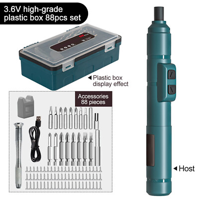 #ad Mini Cordless Electric Screwdriver Kit USB Rechargeable Screwdriver Bits Set $18.75