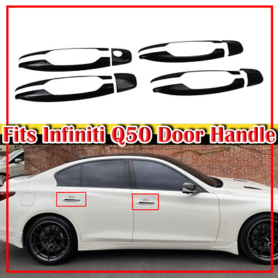 #ad 14 24 Fit For INFINITI Q50 Sedan Out Side Handle Cover Trim Sport Carbon $225.00