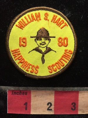 #ad Vtg 1980 WILLIAM S. HART HAPPINESS SCOUTING Boy Scout Patch 75YG $3.00