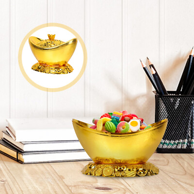 #ad Golden Ingot Chinese Yuan Bao Candy Box for Feng Shui Wealth Charm QB $17.08
