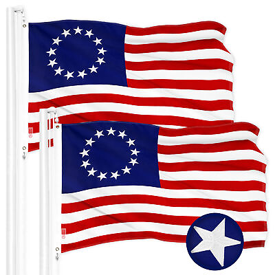 #ad G128 2 Pack: Betsy Ross Flag 1x1.5 Ft Embroidered 300D Polyester $23.99