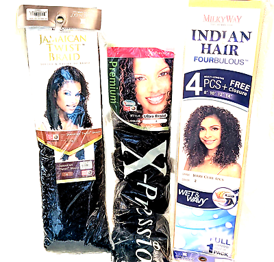 #ad Mixed Lot Hair Pieces Braids X Pression 82quot; NIP Jamaican Twist 4 NIP Milky Way $15.99