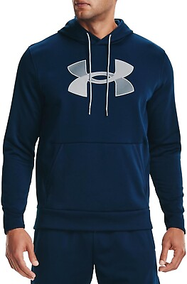 #ad Under UA Armour L133821 Mens Navy Fleece Big Logo HD Hooded Sweatshirt Size L $43.45