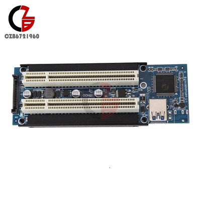 #ad PCI E Express X1 to Dual PCI Riser Card Slot Expansion Adapter USB 3.0 Cable $22.44
