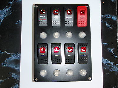 #ad SWITCH PANEL 8 CARLING CONTURA ROCKER SWITCHES WITH BREAKERS BOATINGMALL EBAY $303.00