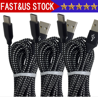 #ad 3Pack Braided USB C Type C Fast Charging Data SYNC Charger Cable Cord 3 6 10FT $7.39