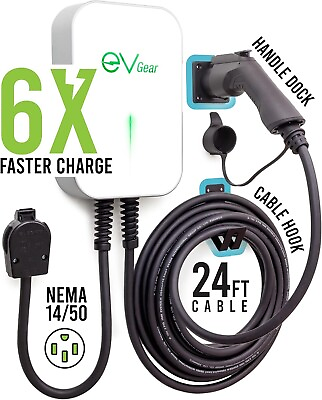 #ad EVGEAR EV Charging Station 40A Level 2 220v 240v 24ft Cable Nema 14 50 Plug $149.99