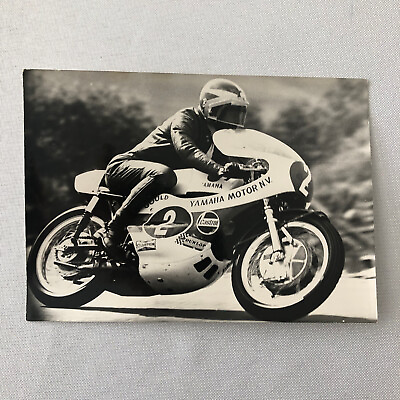 #ad Vintage Motorcycle Racing Photo photograph Yamaha Race Bike Rider $24.99