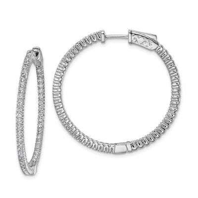 #ad 30mm Sterling Silver Rhodium Plated CZ In and Out Round Hoop Earrings $133.95