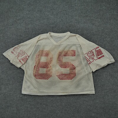 #ad Vintage Wisconsin Badgers Jersey Adult Large White Distressed Mens University $32.77