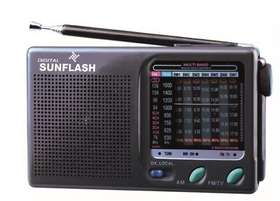 #ad Digital Sunflash RD 33 AM FM 9 Band Mini Radio amp; Built In Speaker Black $13.99