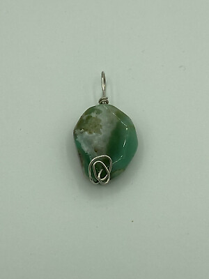 #ad Natural Green Jade Gemstone Small Faceted Freeform Pendant $9.99