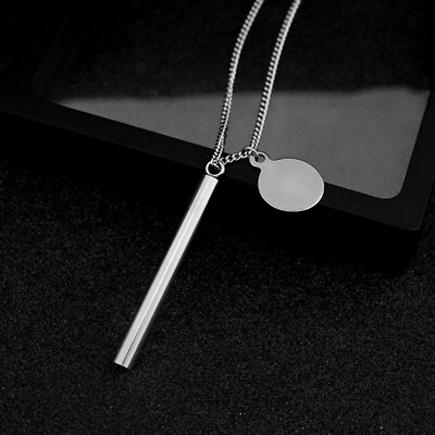 #ad Long Post Round Piece Necklace Sweater Chain Stainless Steel Long Necklace For M $7.23