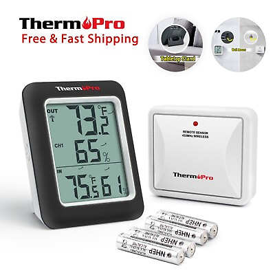 #ad ThermoPro TP60BW Indoor Outdoor Thermometer Hygrometer Wireless Humidity Meter $19.99