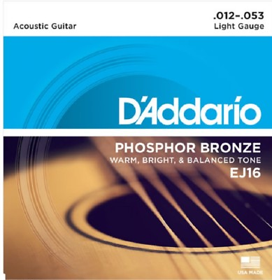 #ad D#x27;Addario EJ16 12 53 Light Phosphor Bronze Acoustic Guitar Strings $8.99