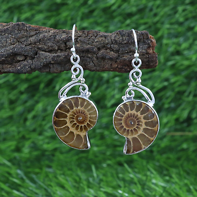 #ad Stunning Ammonite Fossil Silver Drop Earring Perfect for an Anniversary Gift $67.99