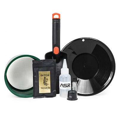 #ad ASR Outdoor 7pc Kids Gold Panning Kit Beginner Equipment with Paydirt Black $34.99