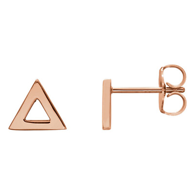 #ad 7mm 1 4 Inch Polished 14k Rose Gold Tiny Triangle Post Earrings $364.98