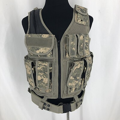 #ad UTG PVC547 Tactical Military Law Enforcement Airsoft Zip Vest DigiCam With Belt $49.95