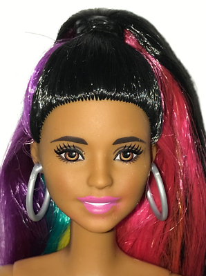 #ad Nude Barbie Rainbow Sparkle Hair African American Daya Face Doll For OOAK $10.39