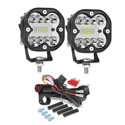 #ad 2x 80W LED Spot Light Auxiliary Motorcycle Headlight Driving Fog Lamp Wiring Kit $35.99