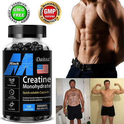 #ad Creatine Monohydrate Capsules Supports Muscle Growth Pure Creatine 120Caps $10.78