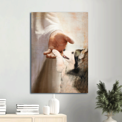 #ad Jesus Poster Siberian Husky Take my hand Jesus Gift for Christian Dog love... $15.42