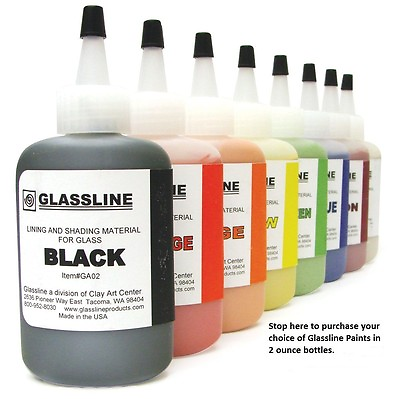 #ad 29 Choices GLASSLINE PENS 2 oz Bottle Glass Paint Glass Line Material Fusing $11.22