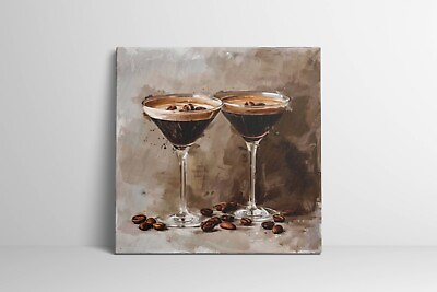 #ad Espresso Martini Art Espresso Martini Painting Modern Cocktail Bar Cart Decor $24.00