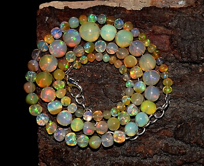 #ad 16quot;Natural Ethiopian Opal Wello Fire Opal Gemstone Beads Necklace Jewelry F3886 $44.00