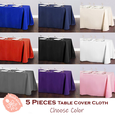 #ad 5 pc Rectangle Tablecloth Table Cover Party Wedding Linen Colors Choose Size $55.89