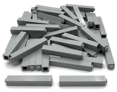 #ad Lego 50 New Light Bluish Gray Bricks 1 x 1 x 5 Solid Stud Pillar Pieces $10.99
