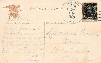 #ad Askin KY Kentucky DPO Cancel Postal Stamp 1909 Ohio County Hultz Vtg Postcard V8 $93.50