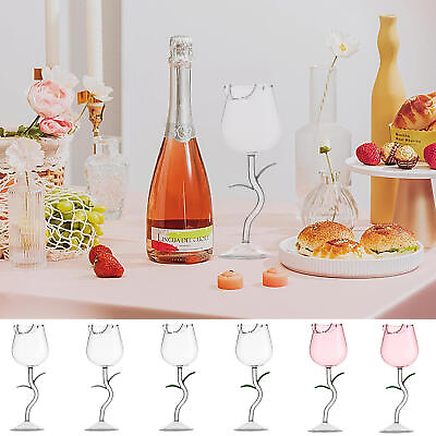 #ad Rose Red Wine Glass Flower Rose Heat Resistant Champagne Glasses Goblet $17.10
