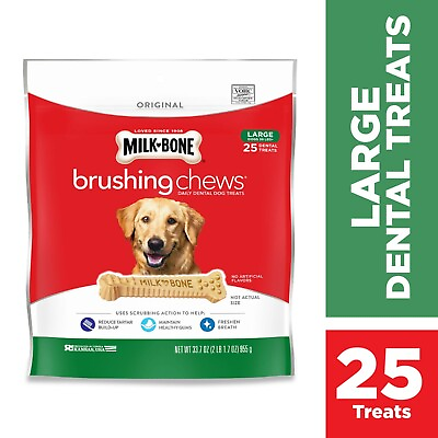 #ad Milk Bone Brushing Chews Dental Treats Large 33.7oz 25ct per bag FREE S H $12.99