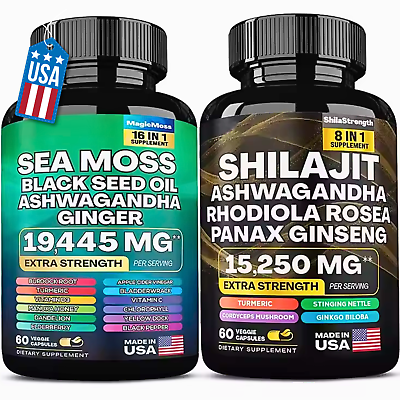 #ad Sea Moss amp; Shilajit Black Seed Oil Turmeric Ashwagandha Ginger Vitamin D $36.99