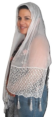 #ad New White Head Covering for Jewish women Shabbat and Holidays.Design Scarfamp;beads $21.99