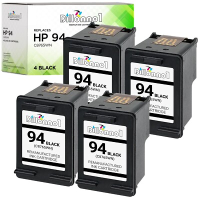 #ad 4PK For HP 94 Black Ink For PSC 1600 1610 2350 2355 Officejet 100 150 H470 $16.95