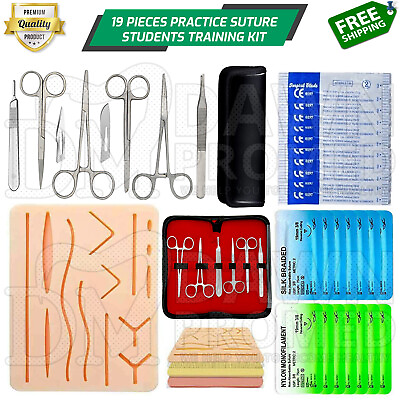 #ad 19 Pieces Practice Suture Kit with Pad for Medical Veterinary Student Training $20.90