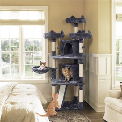 #ad 68.5inch Multi Level Cat Tree Large Cat Tower with Sisal Covered Scratching Post $77.99