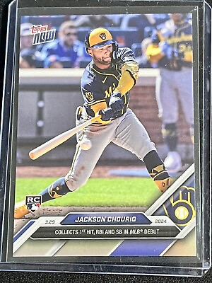 #ad 2024 Topps Now Jackson Chourio Rookie Collects 1st Hit RBI SB Debut #16 Brewers $6.99
