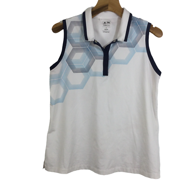 #ad Adidas Clima Cool Sleeveless 1 4 Button Collared Golf Polo Shirt Top White XL $25.99