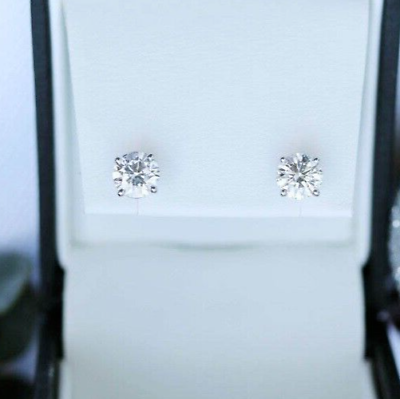 #ad Diamond Stud Earrings AGI Certified F VS1 Round Grown Lab Created 14K White Gold $699.99