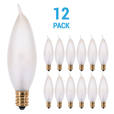 #ad 12 Pack 25W 120V CA8 Chandelier Frosted Flame Tip Candle Bulb Candelabra E12 $12.55