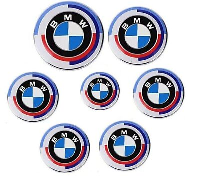 #ad 7PCS For BMW 50th Anniversary Steering Wheel Hood Truck Emblem Centre Badges USA $29.99