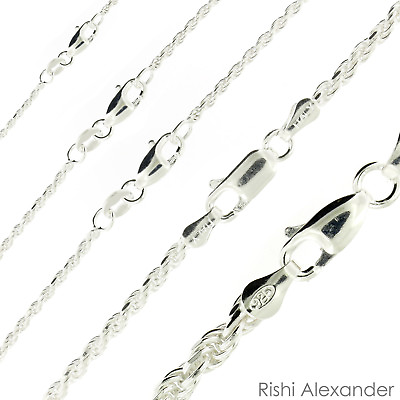 #ad Real Solid Sterling Silver Diamond Cut Rope Chain Mens Boys Bracelet or Necklace $6.99