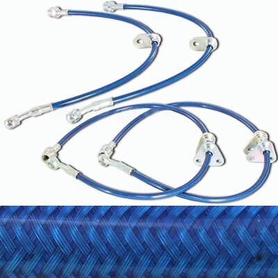 #ad Fit Acura Integra 94 97 Honda Civic 92 95 Front Rear Stainless Brake Line Blue $39.99