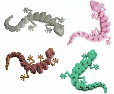 #ad Reticulated Gecko 3D Printed Bendable Poseable Fun Green Pink Glow In The Dark $8.99