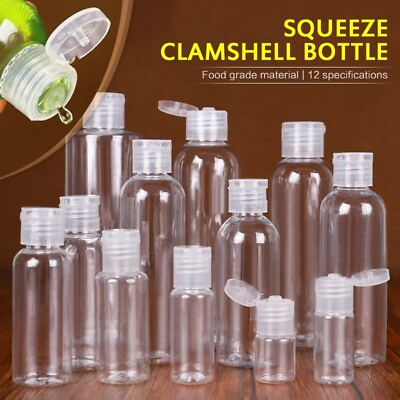 #ad 10 200ML Mini Plastic Empty Bottles Flip Caps Shampoo Lotion Container Travel $2.23