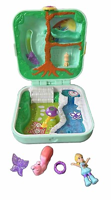 #ad Polly Pocket Green Compact Butterfly Park Garden Picnic with Doll $15.00
